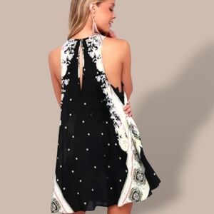👗Free People Elegant Black & White Darjeeling Floral Dress